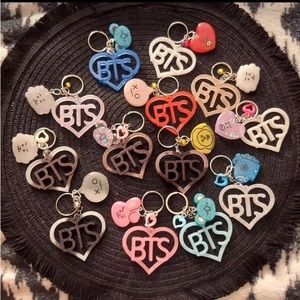 BTS Heart Keychain w/character